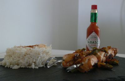 BROCHETTES DE POULET AU TABASCO POUR LE CONCOURS MMMBOX