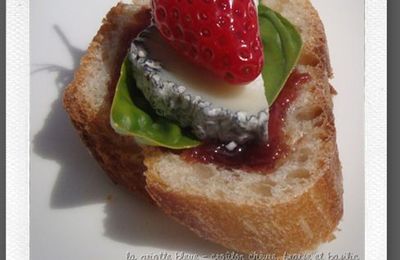 Croûton chèvre, fraise et basilic