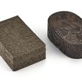An Yixing stoneware 'ribbon sash' box and cover by Chen Hanwen and an imperial zitan box and cover, Qing dynasty, early 18th cen