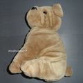 Peluche Doudou Chien Shar-pei Assis Marron 30 cm