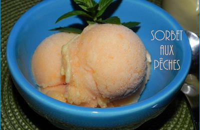 Sorbet aux pêches et la vanille pour un beau soir de fin d'été, sans gluten ni lactose