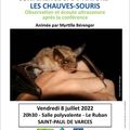 Conférence Chauves-Souris : 8 Juillet 20H30 Salle Polyvalente