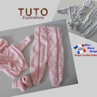 PATRON tricot bb FACILE, CONFIRMÉE, et prema, modele layette bébé et patron a tricoter Explications tuto brassière, bonnet, chaussons et Reborn