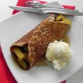 Crêpes à l'ananas caramélisé au sirop d'érable, sans gluten et sans lactose