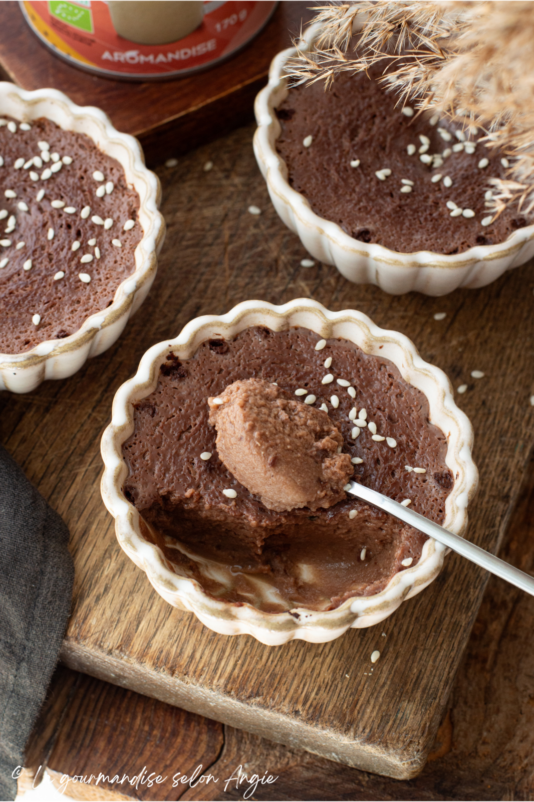 flan, moelleux, chocolat, sésame, vitaliseur, vapeur douce, cuisson vapeur, sans gluten, sans lactose, IG bas, oeufs