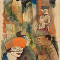 George Grosz (1893-1959).  Aus Ecce Homo : Dämmerung (Crépuscule) #2,  vers 1921, aquarelle, encre, calame et plume