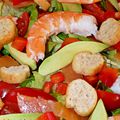 Salade crevettes, saumon, avocat