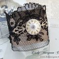 manchette steampunk dentelle ancienne et cuir