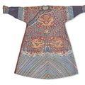 An embroidered brown-ground silk 'dragon' robe, Qing dynasty, 19th century