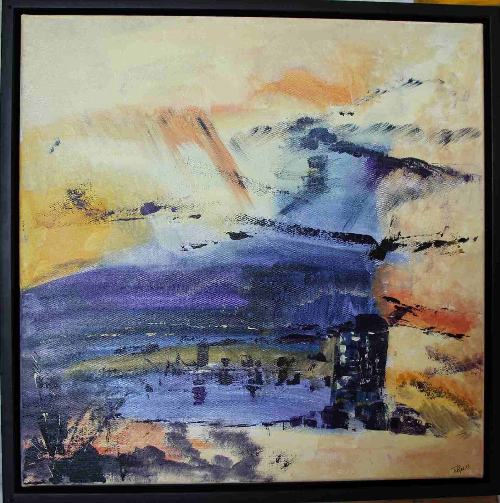 Nocturne- acryl 2015, 50 X50cm (n°41), cadre noir;