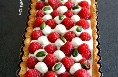 Tarte framboises - crème au mascarpone - pistaches