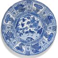 A large blue and white 'Kraak' dish, Ming dynasty, Wanli period (1573-1619)