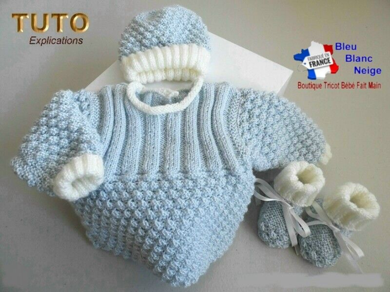 PATRON tricot bb FACILE et PREMA modele layette bébé et patron a tricoter Explications tuto brassière, bonnet, chaussons et Reborn