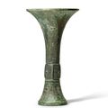 A rare archaic bronze wine vessel, Gu, Shang Dynasty