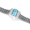 Platinum, 18 Karat White Gold, Aquamarine, Sapphire and Diamond Bracelet, Mauboussin, Paris, circa 1940