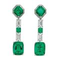 A pair of Colombian emerald and diamond earrings, by Cartier