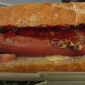 Hot-dog saucisse, Saint Nectaire, lardon