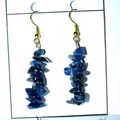 BOUCLE OREILLE BAROQUE SODALITE 8 - CROCHET DORE 