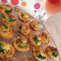 Quiches, brocoli, noix et roquefort