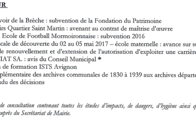 Conseil municipal vendredi 25 novembre 2016 à 18h45