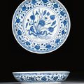 A blue and white 'lotus bouquet' dish, Ming Dynasty, 15th century