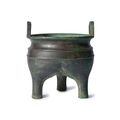 An archaic bronze tripod ritual vessel, liding, Late Shang Dynasty