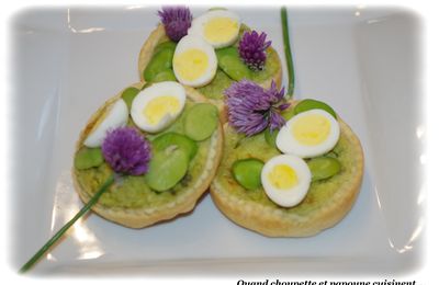 TARTELETTE AUX FEVES ET AUX OEUFS DE CAILLE