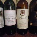 Lynch-Bages 2000, Léoville Barton 2000, Simon Maye : Syrah vieilles vignes 2011, Elio Sandri : Barolo Perno 2010