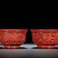Two carved cinnabar-lacquer bowls, Ming dynasty, Jiajing period (1522-1566)