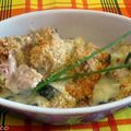 GRATIN DE COURGETTES AU THON ET CRUMBLE AU PECORINO