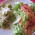 SALADE GOURMANDE DE RAVIOLES AU SAUMON