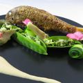 Rouget, crème d'oursin, légumes verts