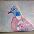 - HUILE SUR TOILE - pigeon -