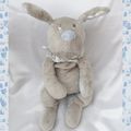 Doudou Peluche Chien Fifi Gris Taupe Et Bleu Foulard Gris Rond Blanc Dimpel 2001