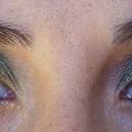 Maquillage vert bleu violet