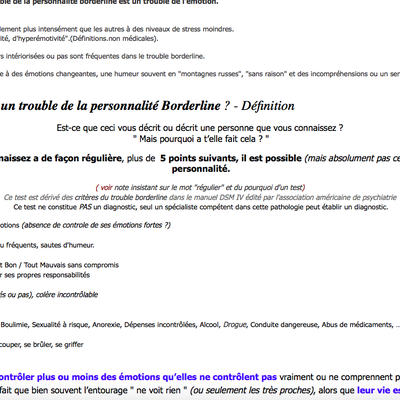 12 ème test sur le trouble de la personnalité limite borderline