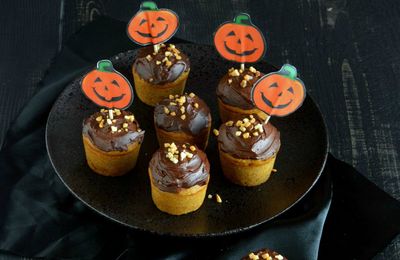 Cupcakes {Potiron & chocolat} #Halloween vegan