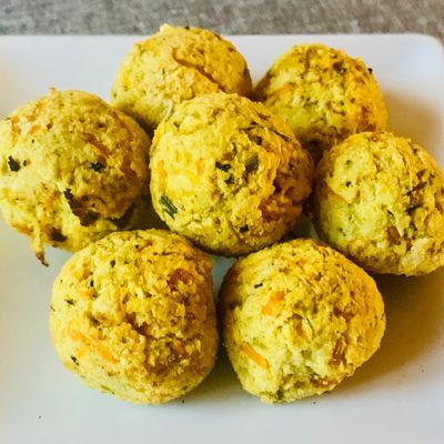 Boulettes de légumes à l’okara de soja : courgette, carottes et curry