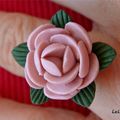 VENDUE - Bague rose & feuille