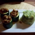 Courgettes farcies, purée de courgettes