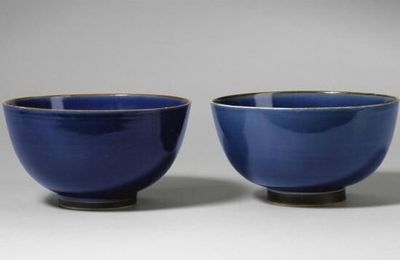 Two Blue-Glazed Bowls, Qing Dynasty, Shunzhi Period (1644-1661)