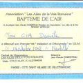 Diplôme du baptème de l'air en U.L.M