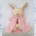 Doudou Peluche Lapin Déguisé En Ours Rose Ecru Crème Empreinte Orchestra 