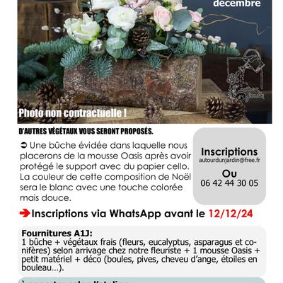 Atelier floral mercredi 18 décembre 2024