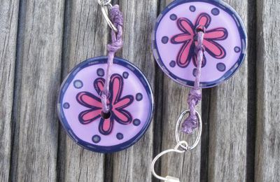 Boucles d'oreilles boutons violets