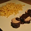 Filet mignon de porc, sauce au chocolat