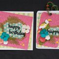 Carte happy birthday et son marque page assorti