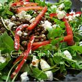 Salade de Lentilles, Roquette, Fêta et Poivron rouge