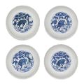 A set of four blue and white lobed dishes, Ming Dynasty, Wanli period (1573-1619)