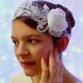 Headband mariée dentelle fleur blanc strass